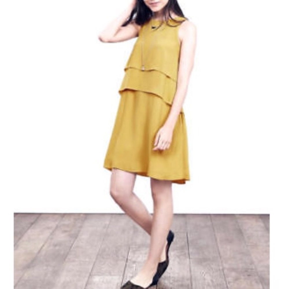 Banana Republic tiered mustard dress
